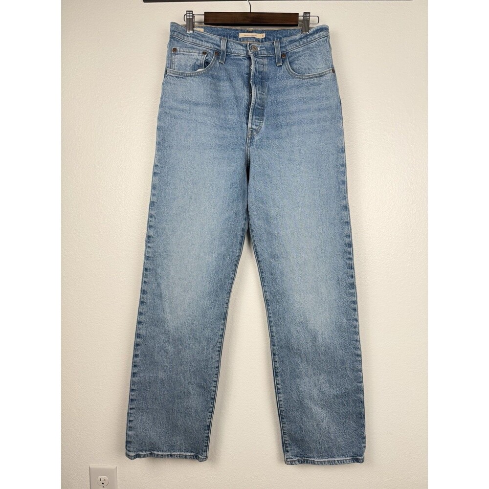 Levi's Jeans Ribcage Straight High Rise Light Wash Denim Button Fly